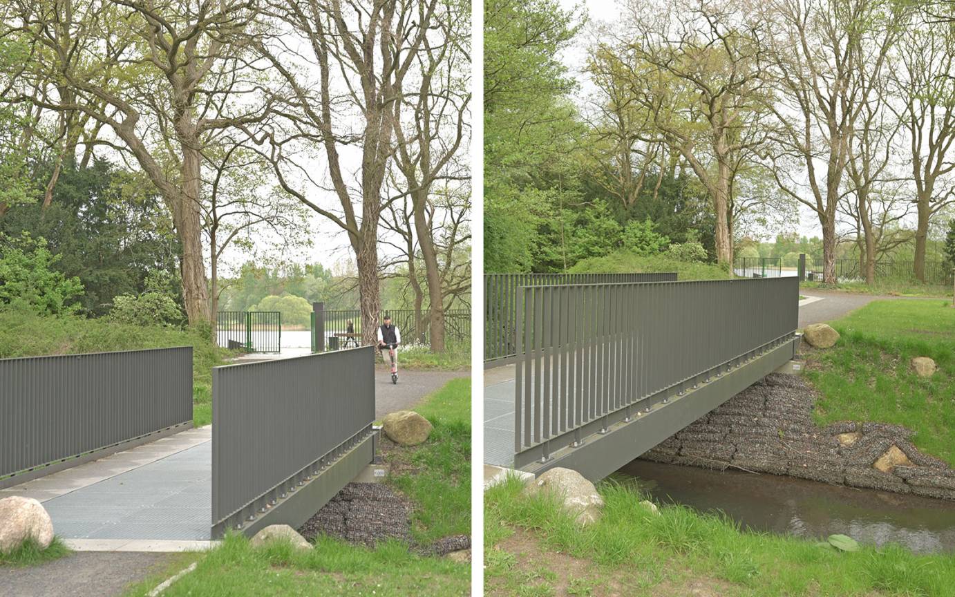 Fußgängerbrücke Friedhof Öjendorf Sicherung Böschung Steinwalzen