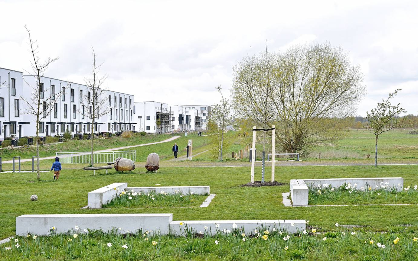 Quartiersplätze Vogelkamp Blick Quartiersplatz Richtung Westen