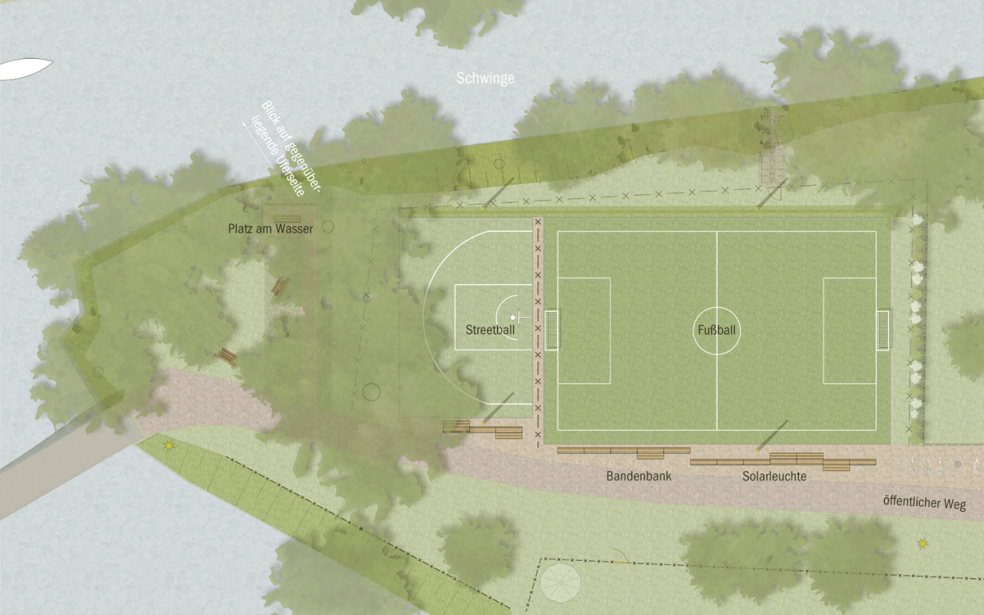 Bolzplatz Erleninsel Stade Lageplan Entwurf