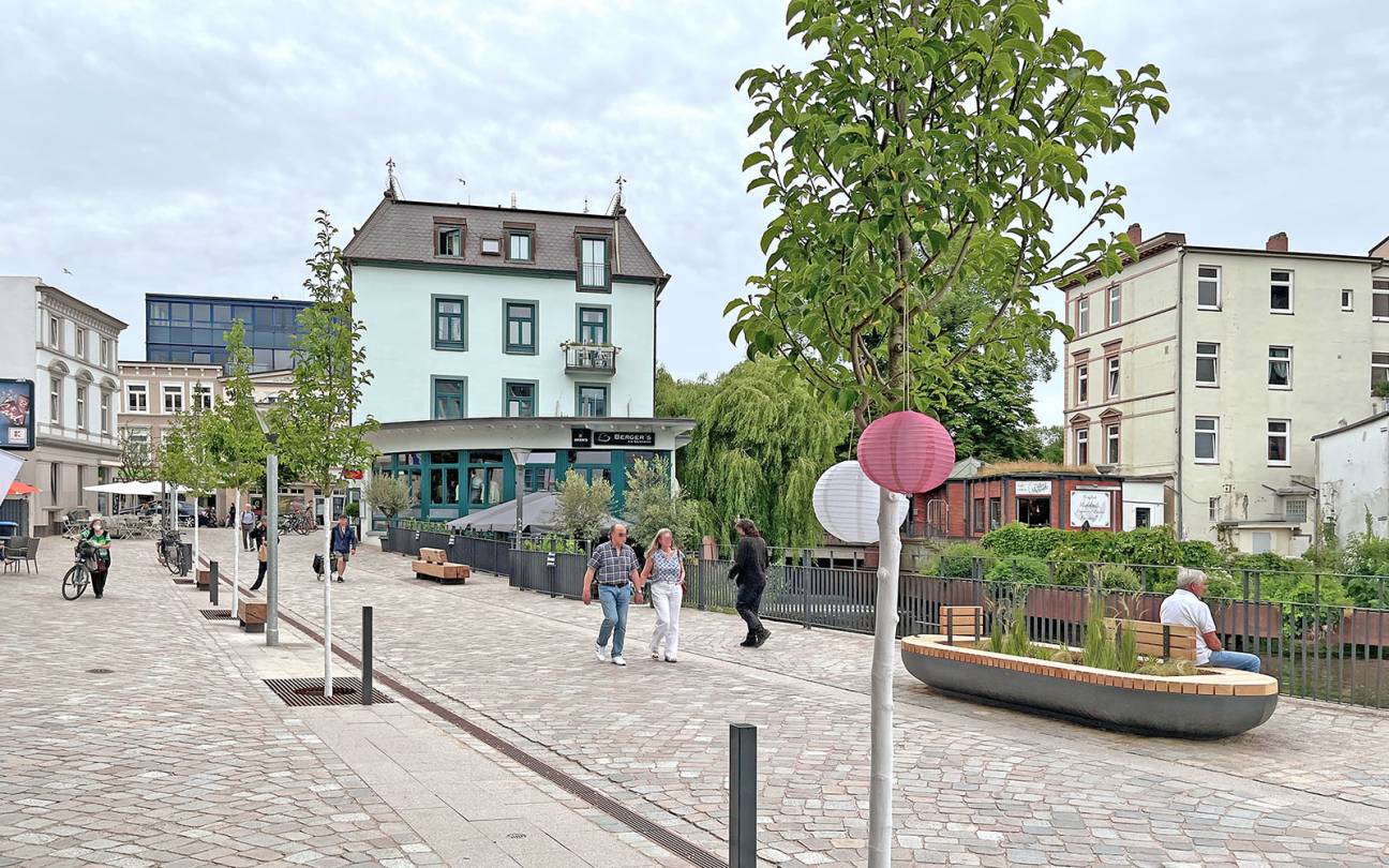 Serrahnstraße Bergedorf Blick Serrahnpromenade Richtung Alte Hafenstraße