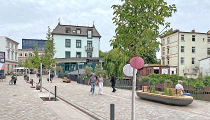 Serrahnstraße Bergedorf Blick Serrahnpromenade Richtung Alte Hafenstraße