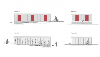 Margaretha-Rothe-Haus Ansichten Fahrradhaus Maßstab 1 : 50