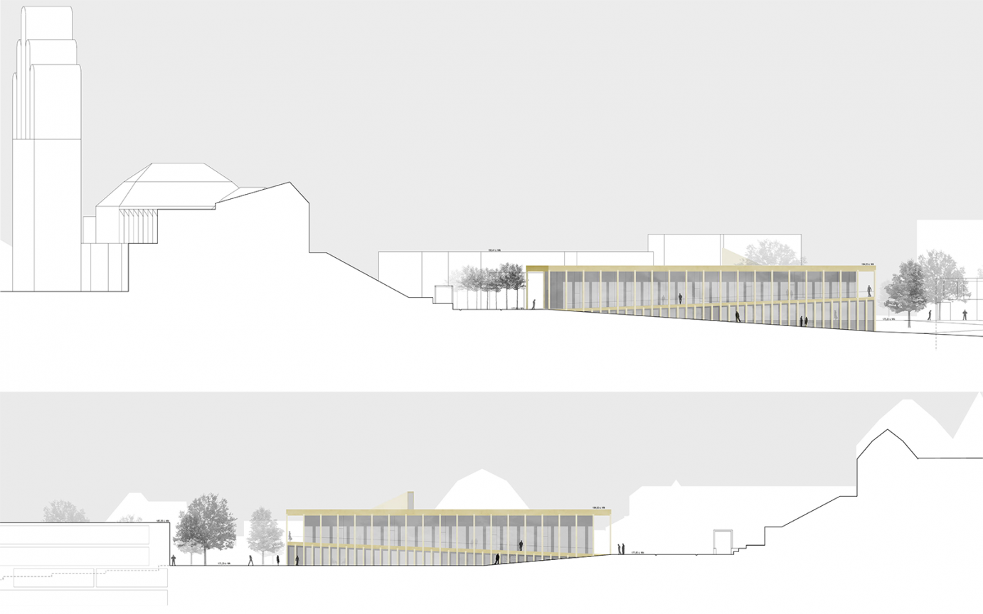 Mathildenhöhe Darmstadt Entwurf Ansichten Süd Nord