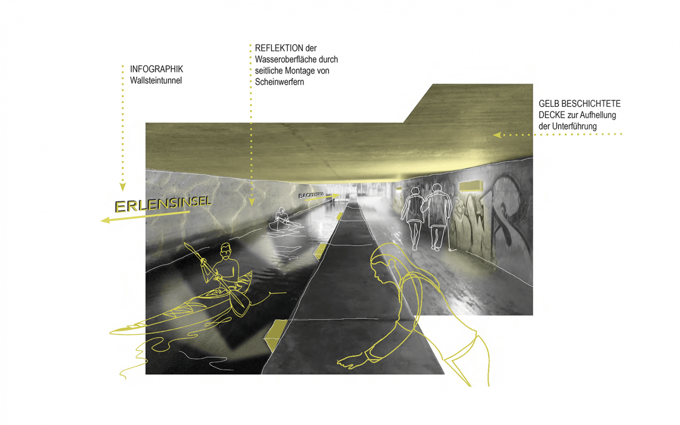 Stadthäfen Stade Licht Farbkonzept Wallstraßenstunnel