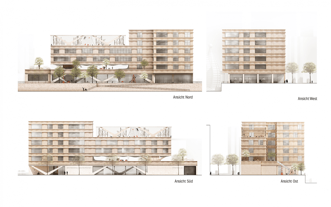 Grundschule Baakenhafen Gebäudeanischten Außenraumgestaltung