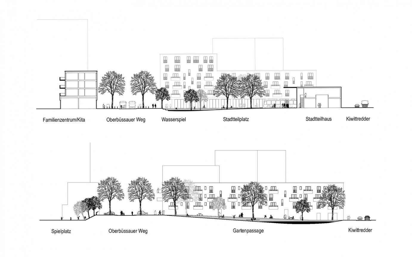 Lübeck Moisling Schnitte Stadtteilplatz und Ladenpassage