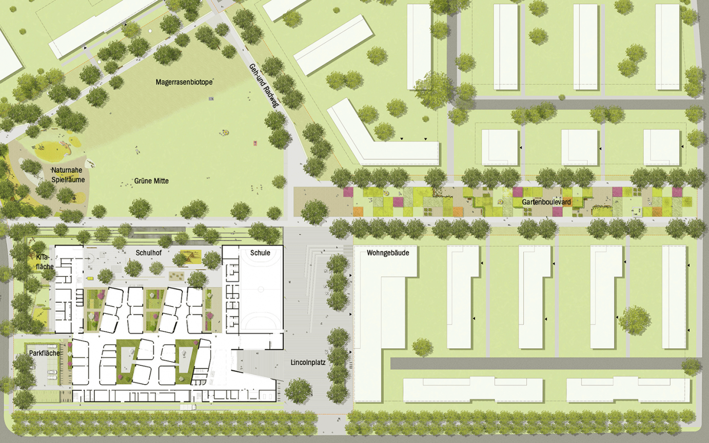 Darmstadt Quartiersmitte Lincolsiedlung Lageplan Entwurf